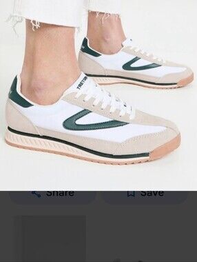 Tretorn White & Beige Sneakers with Green Accent